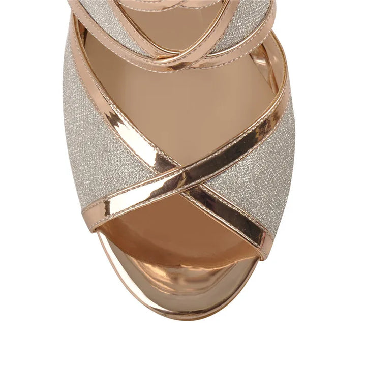 Sciantosa Glitter Cross-Strap Stilettos