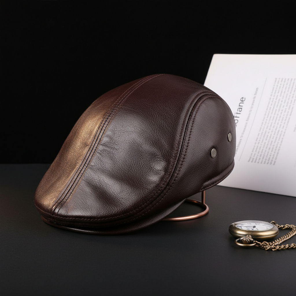 Oldridge Leather Flat Cap
