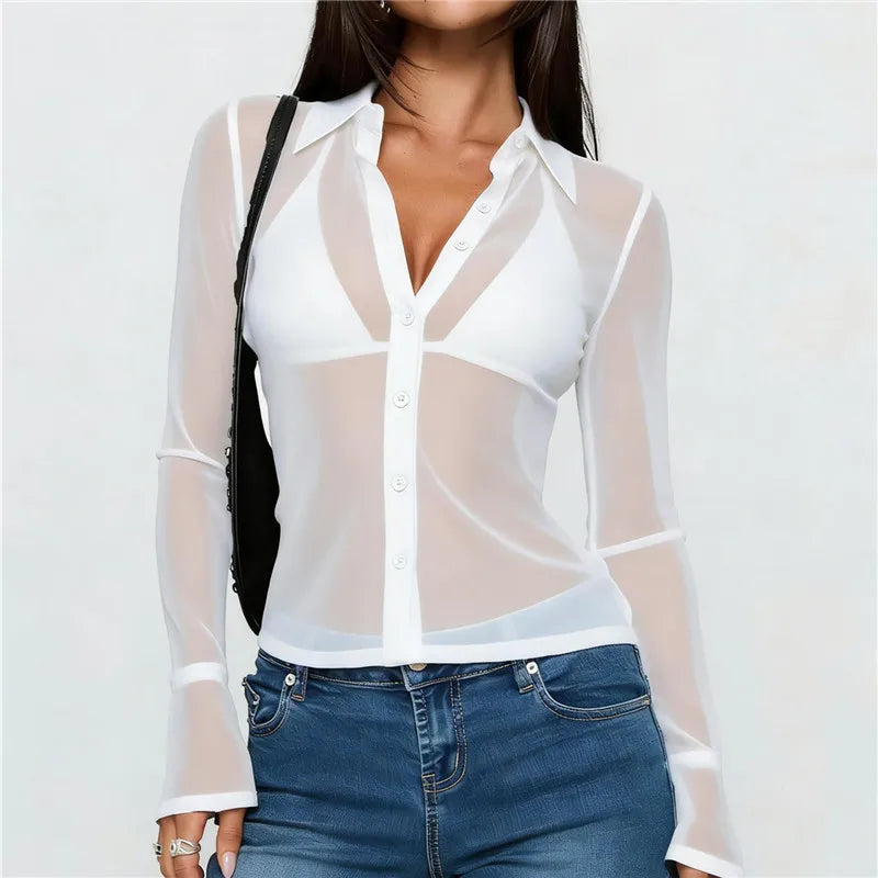 Velina Sheer Mesh Blouse
