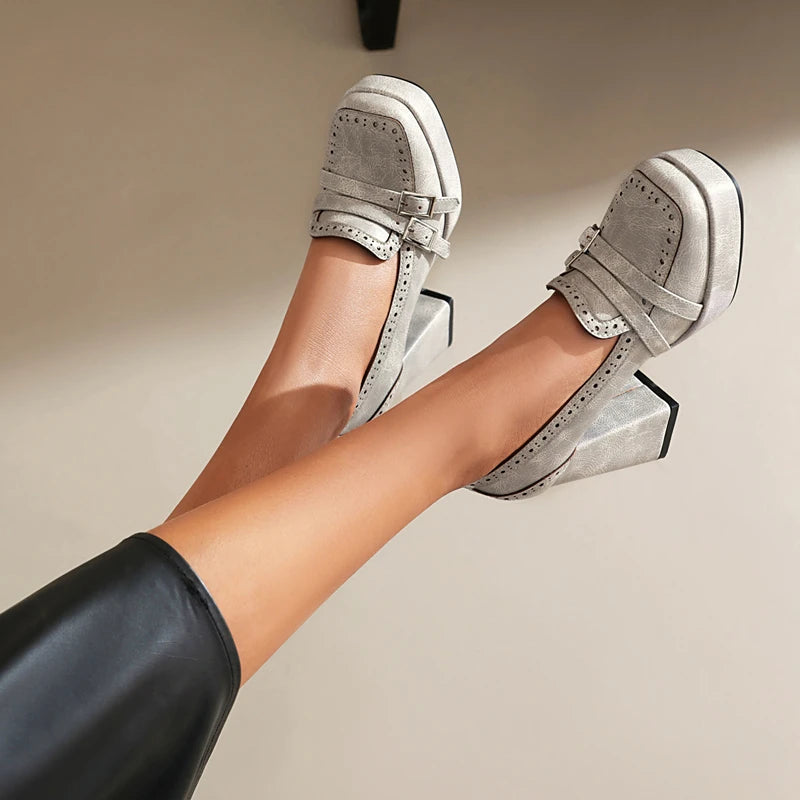 Traforata Double-Buckle Platform Loafers