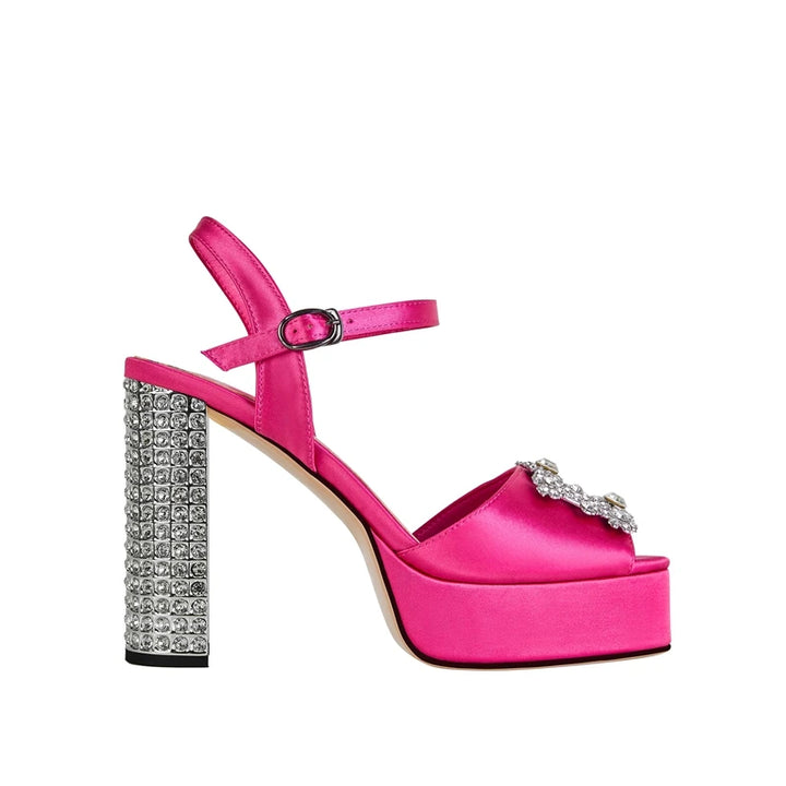 Brillante Crystal Heel Platform Sandals