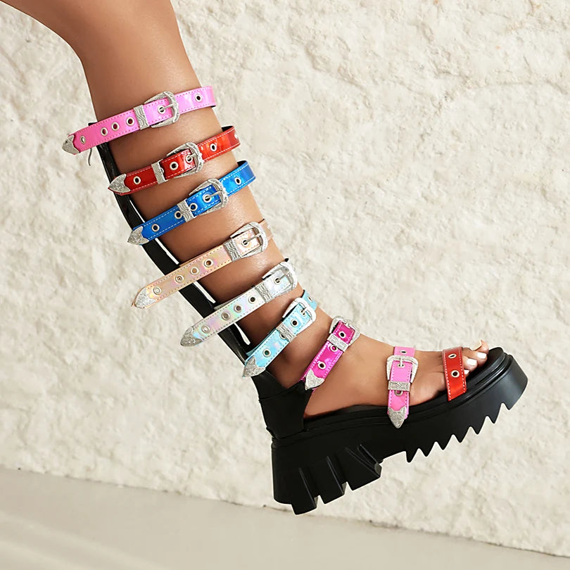 Arcobaleno Gladiator Platform Sandals