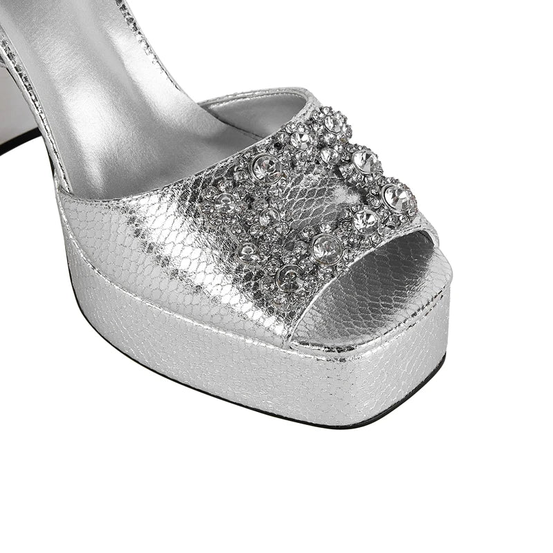 Brillante Crystal Heel Platform Sandals