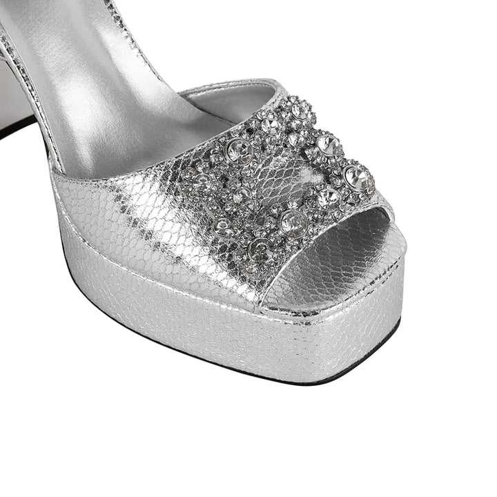 Brillante Crystal Heel Platform Sandals