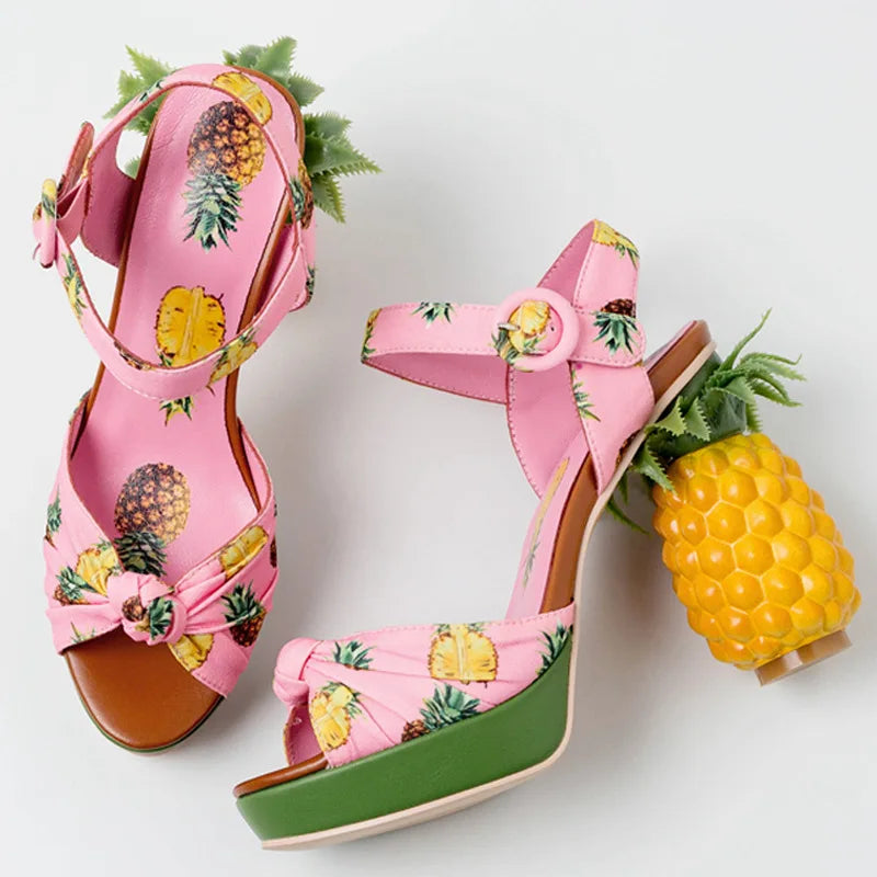 Ananasso Pineapple-Heel Platform Sandals
