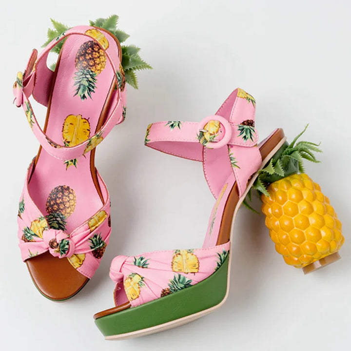 Ananasso Pineapple-Heel Platform Sandals