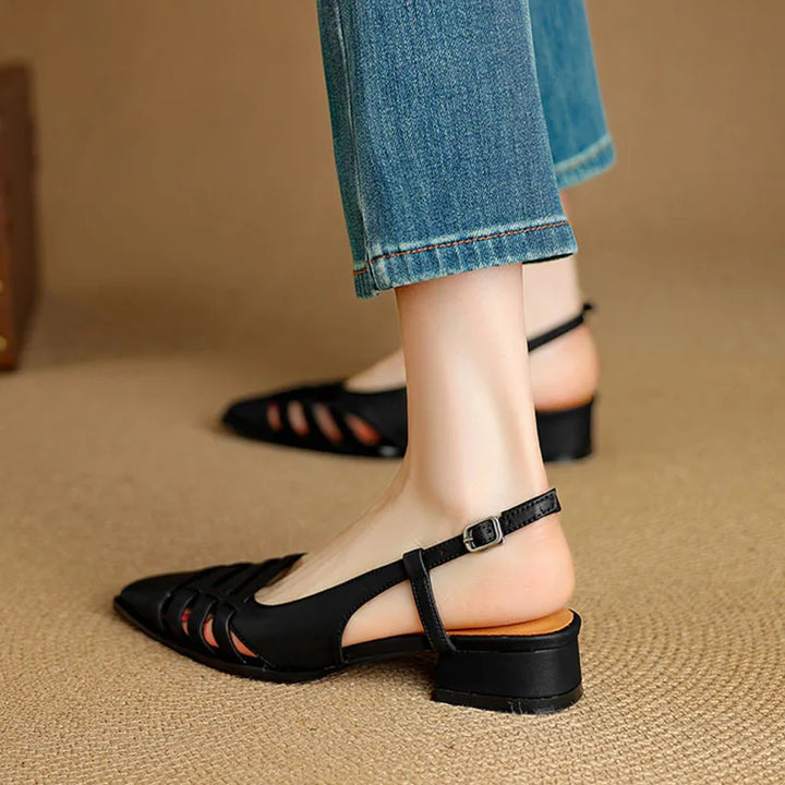 Gabbietta Caged Leather Slingbacks