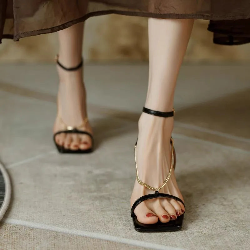 Cascata Chain-Drape Heeled Sandals