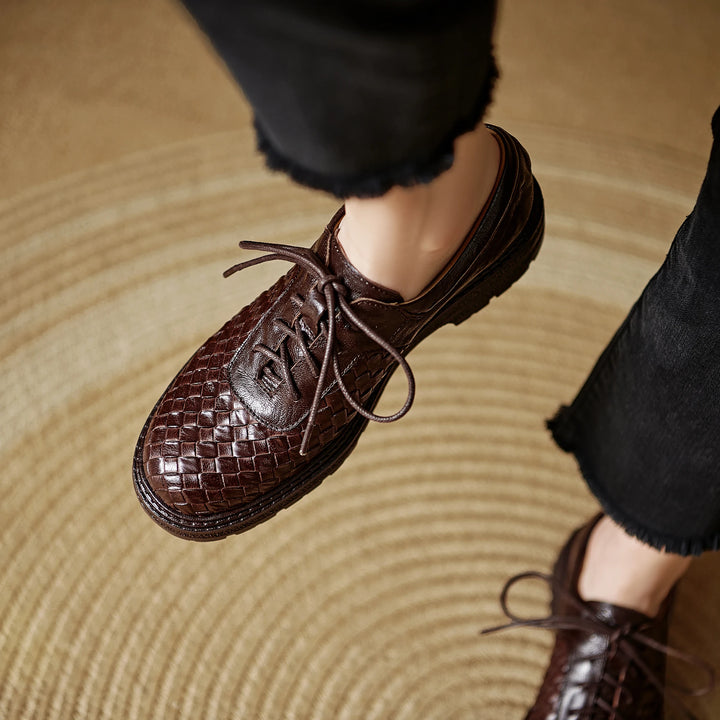 Noemi Woven Leather Oxfords