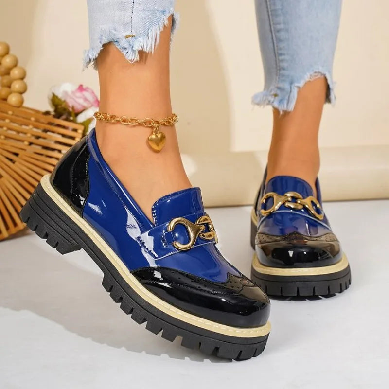 Bicolore Brogue Platform Loafers