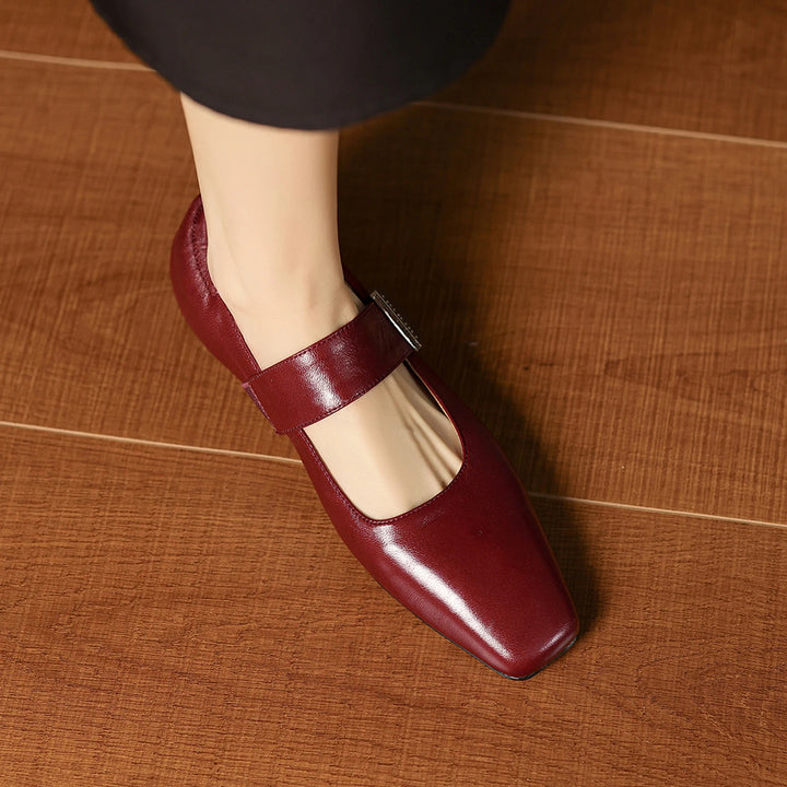 Verena Square Toe Leather Flats