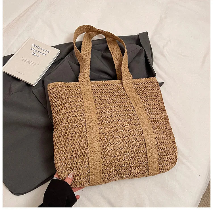 Raffia Weave Straw Tote