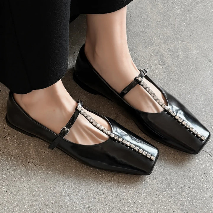 Alessia Crystal Leather Flats