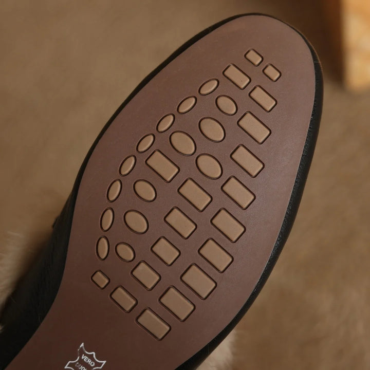 Camellia Leather Shearling Mules