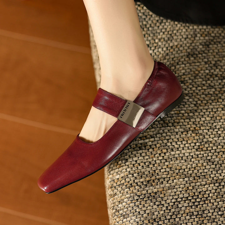 Verena Square Toe Leather Flats