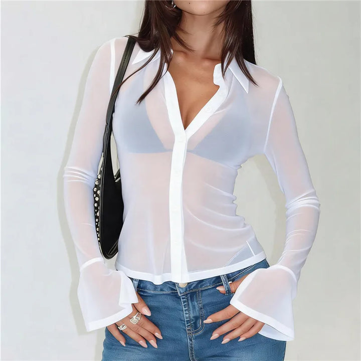Velina Sheer Mesh Blouse