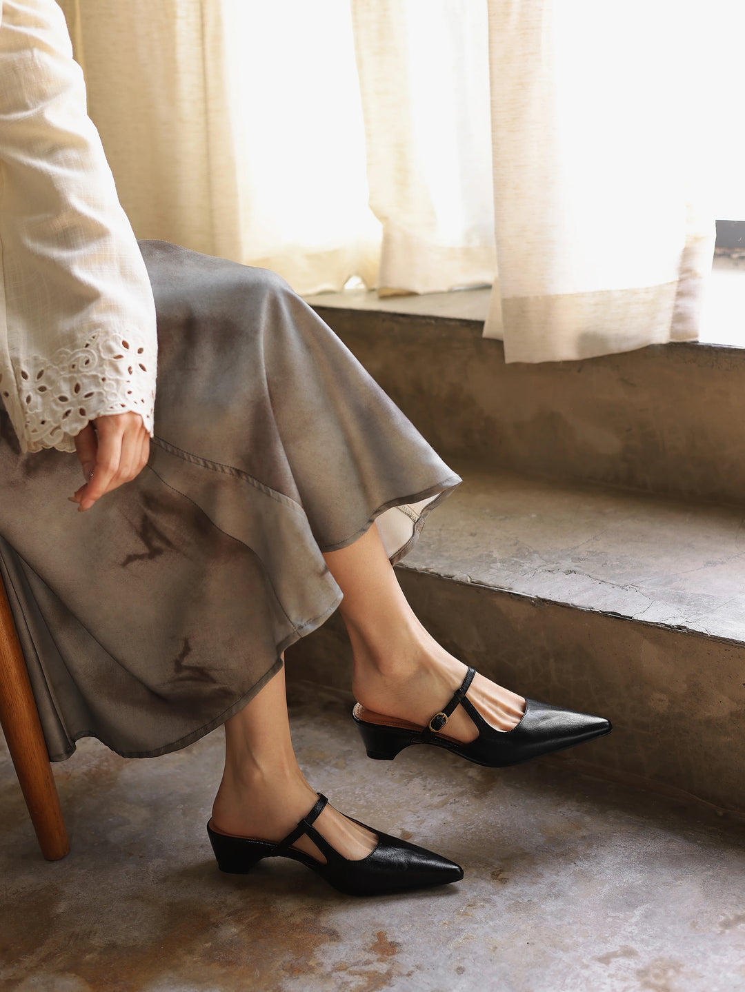 Noelle Leather Mules