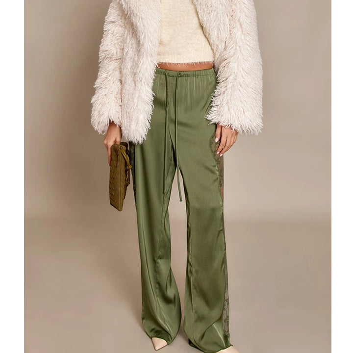 Merletto Lace-Panel Satin Pants