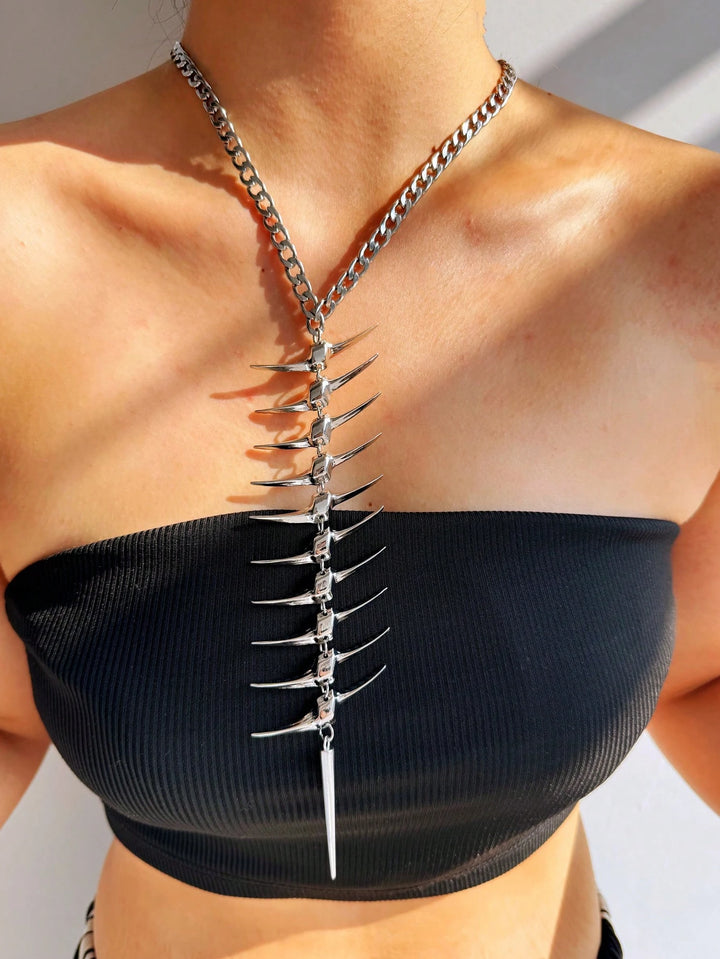 Vertebra Spiked Back Chain Necklace