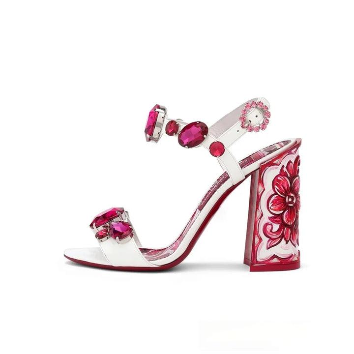 Maiolica Painted Block-Heel Sandals