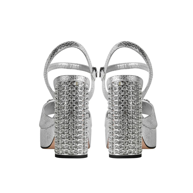 Brillante Crystal Heel Platform Sandals
