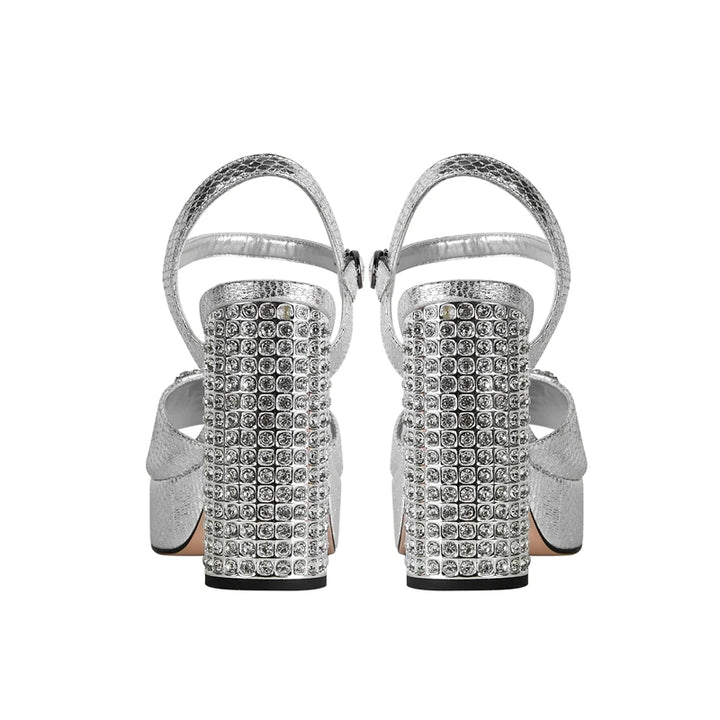 Brillante Crystal Heel Platform Sandals