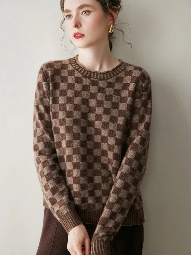 Claudette Check Cashmere Sweater