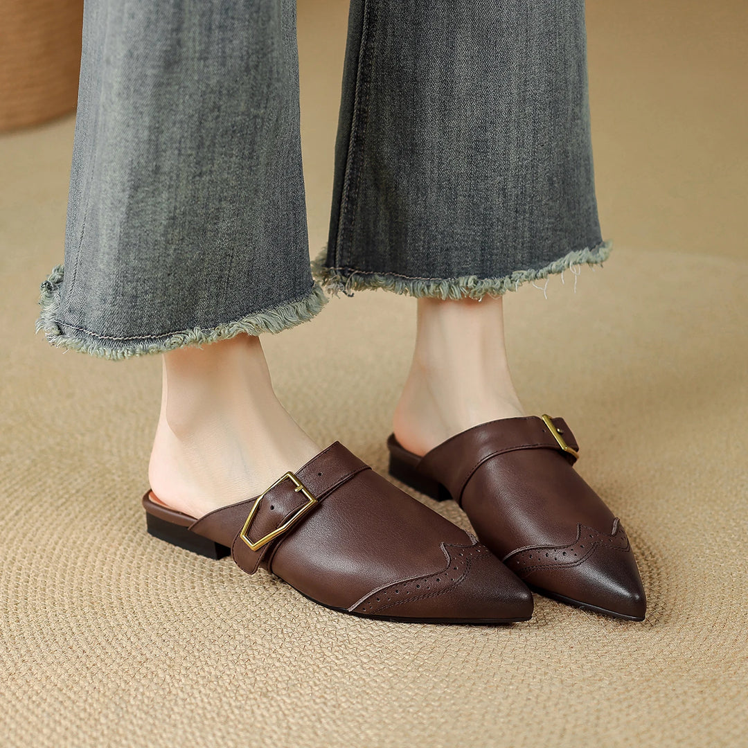 Brionne Brogue Leather Mules