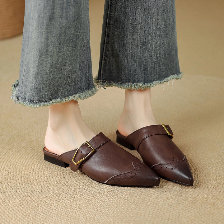 Brionne Brogue Leather Mules