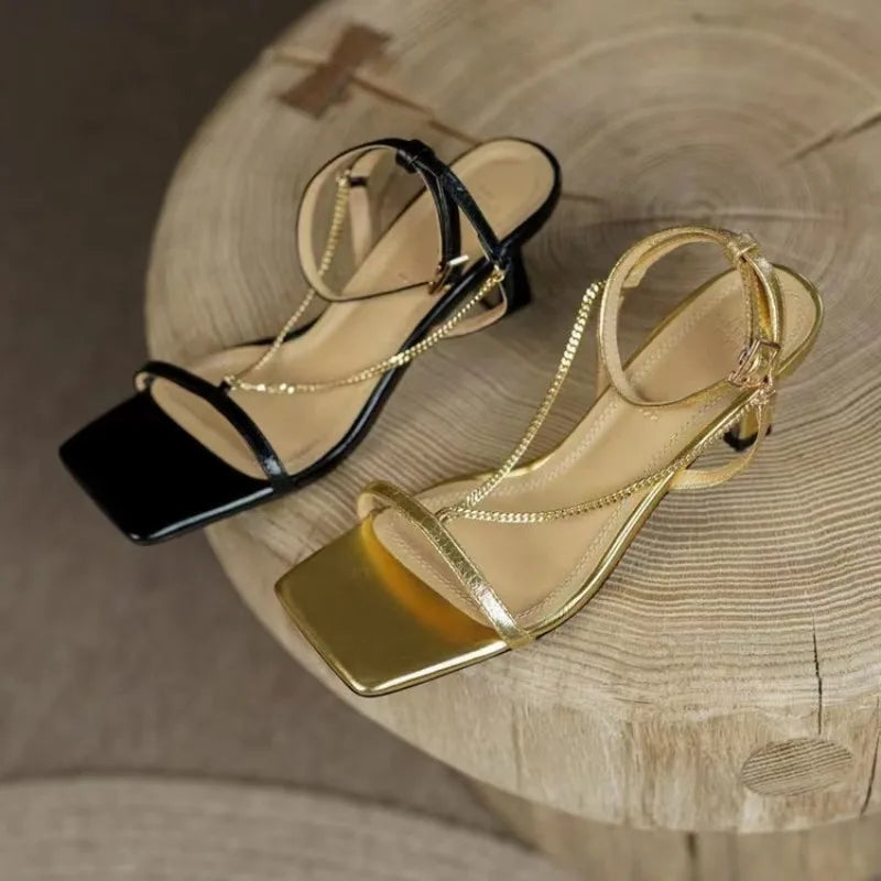 Cascata Chain-Drape Heeled Sandals