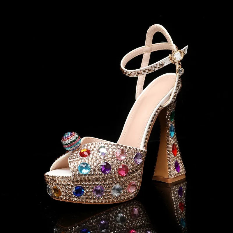 Gemmata Rhinestone Platform Sandals