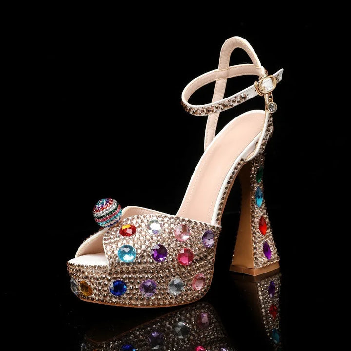 Gemmata Rhinestone Platform Sandals