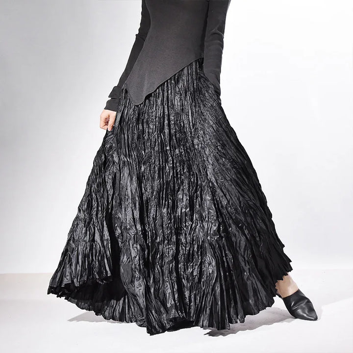 Cascade Pleat Maxi Skirt