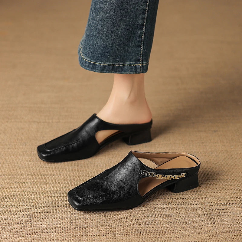 Catena Square-Toe Leather Mules