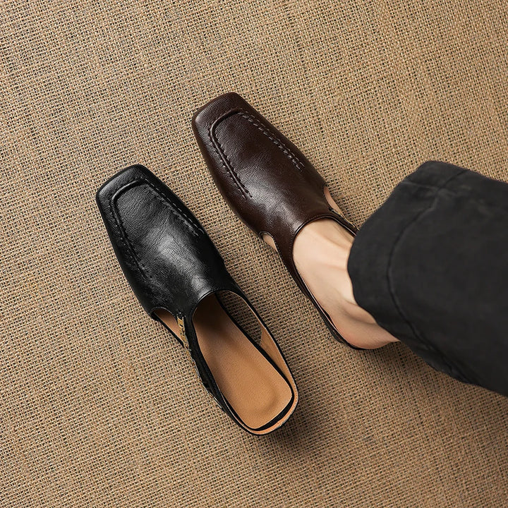 Catena Square-Toe Leather Mules