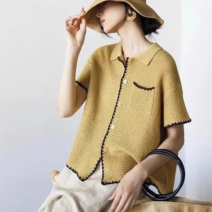 Picot Trim Knit Polo