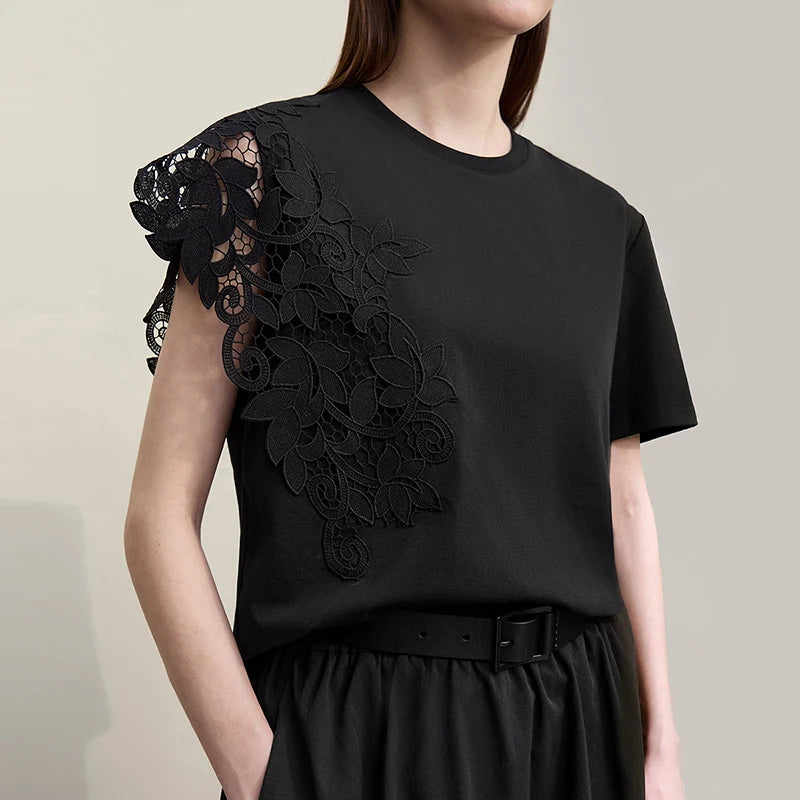 Pizzo Lace Shoulder Tee