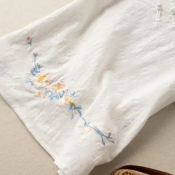 Anya Embroidered Linen Blouse