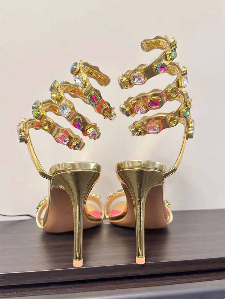 Serafina Crystal Wraparound Sandals