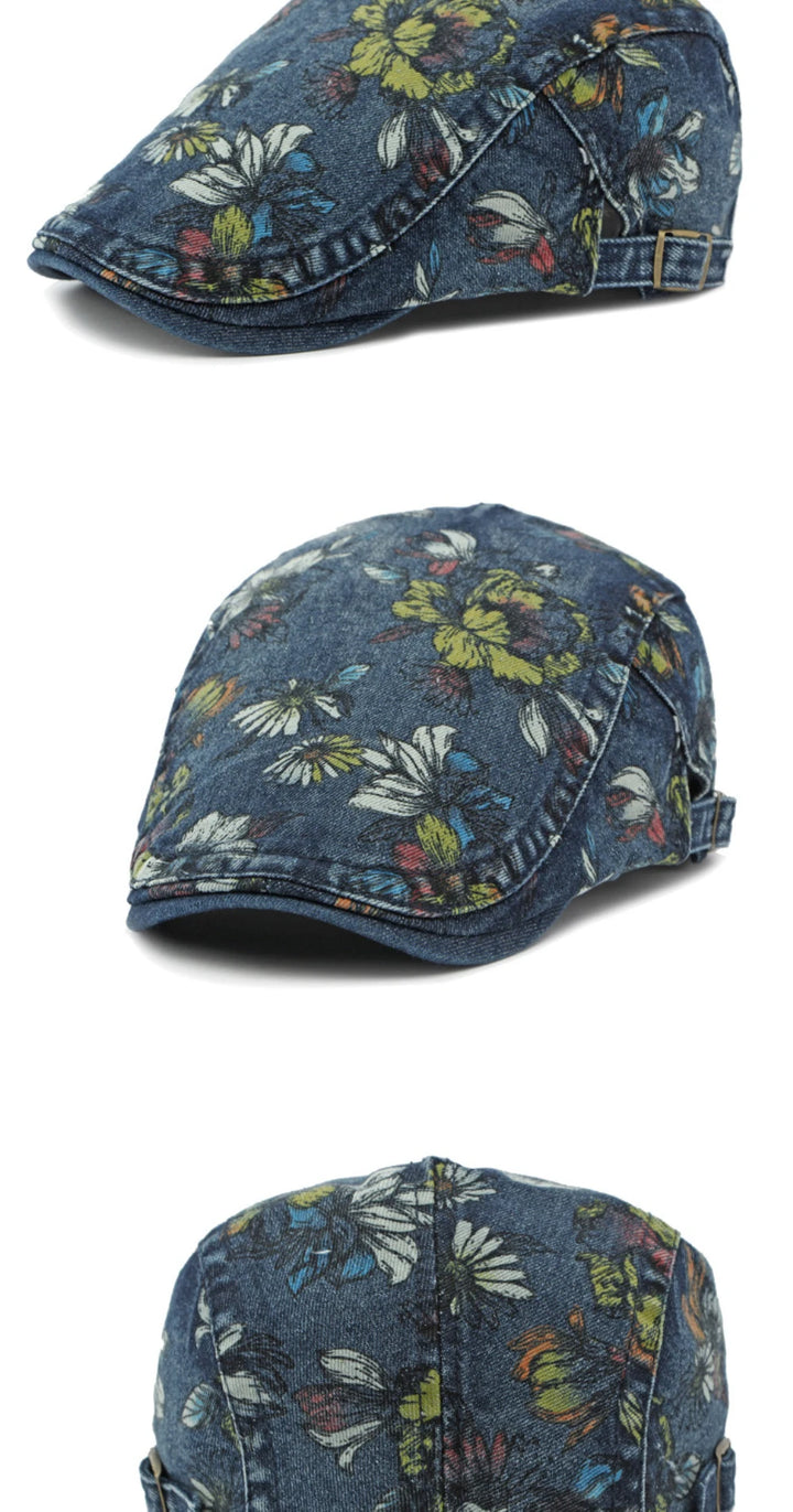 Giardino Floral Denim Beret