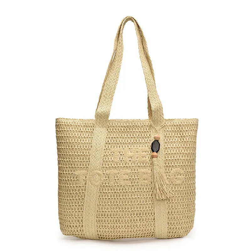 Raffia Weave Straw Tote