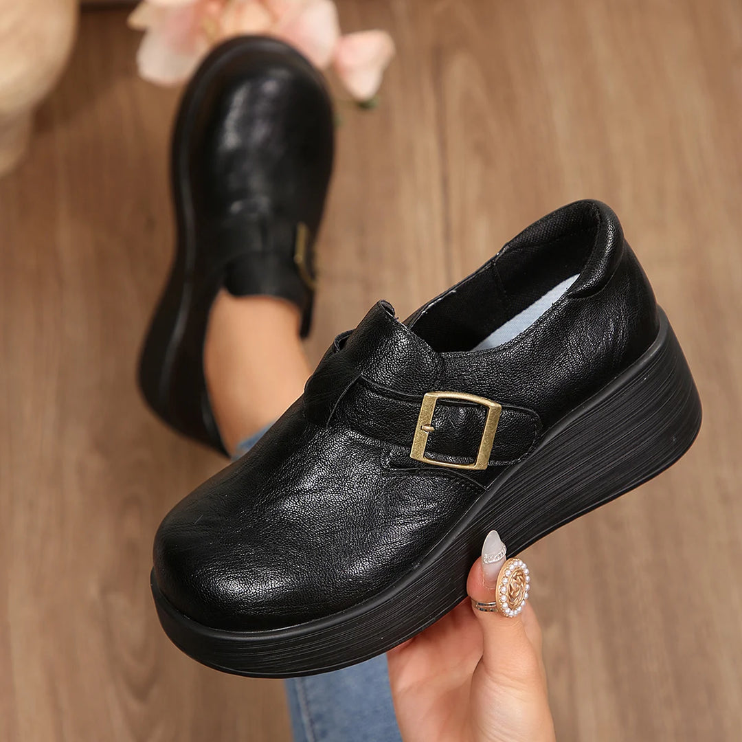 Fibbia Buckle Wedge Loafers