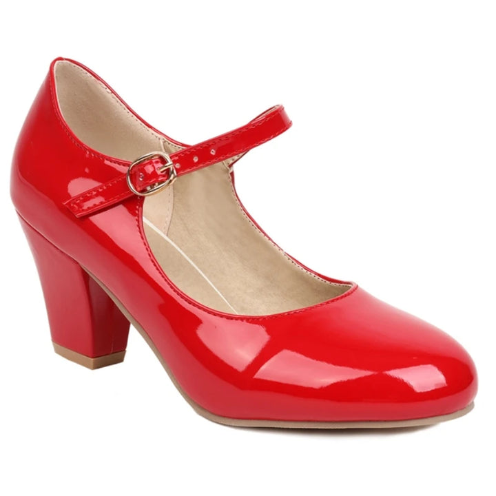 Scarlet Patent Pumps