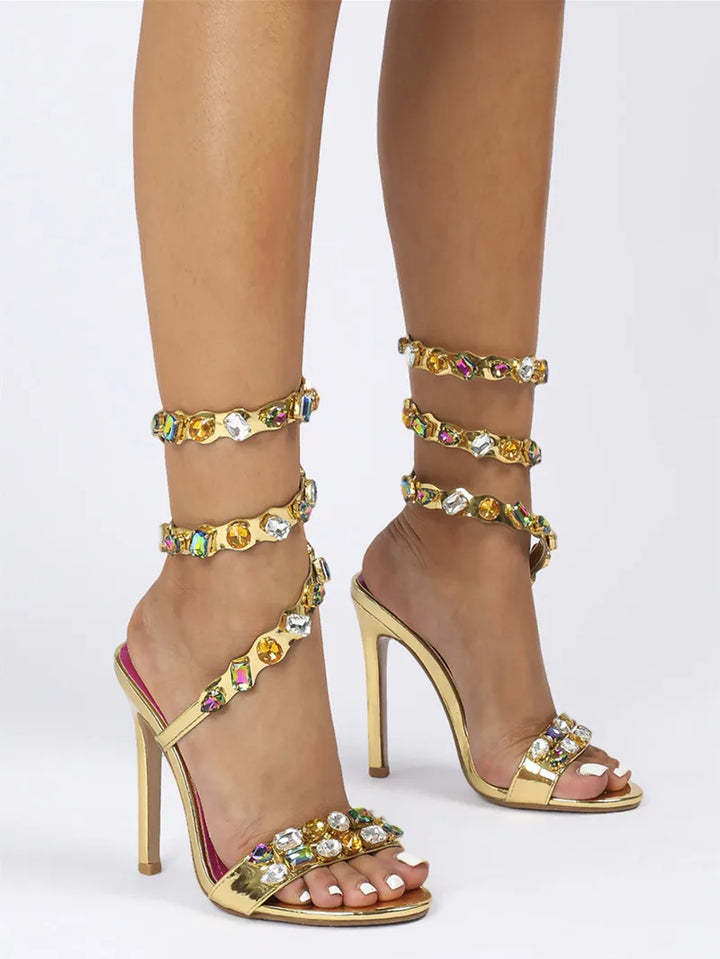 Serafina Crystal Wraparound Sandals