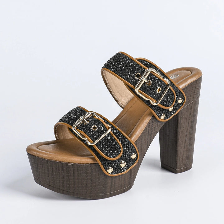 Rafia Buckled Platform Sandals