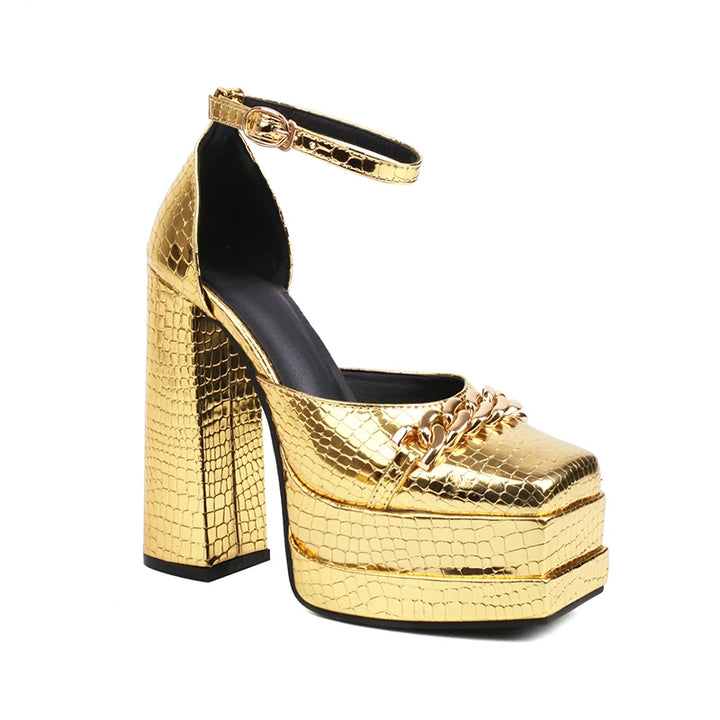 Coccodrilla Chain Platform Pumps