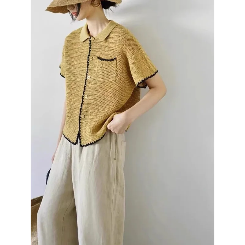 Picot Trim Knit Polo