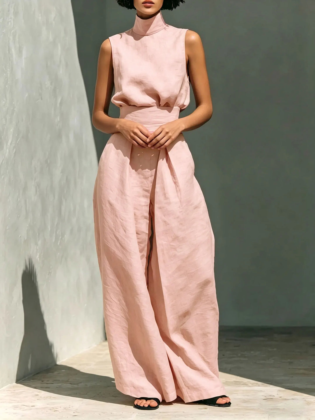 Vestale High-Neck Linen Set