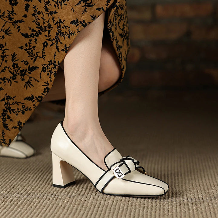 Doppio Fiocco Leather Heels