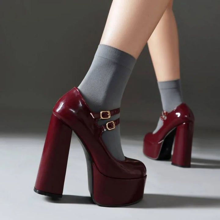 Baronessa Double-Buckle Platform Mary Janes